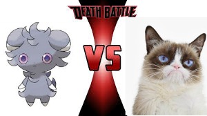 High Quality DEATH BATTLE ESPURR VS MOODY CAT Blank Meme Template
