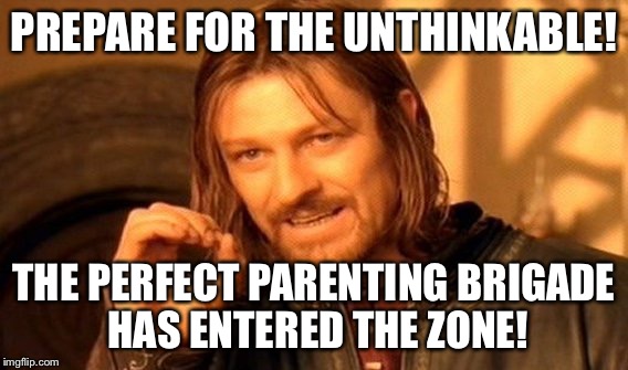 One Does Not Simply Meme | PREPARE FOR THE UNTHINKABLE! THE PERFECT PARENTING BRIGADE HAS ENTERED THE ZONE! | image tagged in memes,one does not simply | made w/ Imgflip meme maker