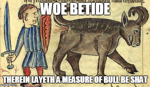 WOE BETIDE THEREIN LAYETH A MEASURE OF BULL BE SHAT | made w/ Imgflip meme maker