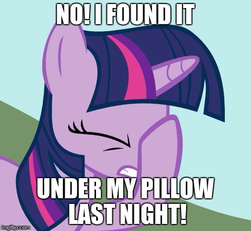 TS face hoof | NO! I FOUND IT UNDER MY PILLOW LAST NIGHT! | image tagged in ts face hoof | made w/ Imgflip meme maker