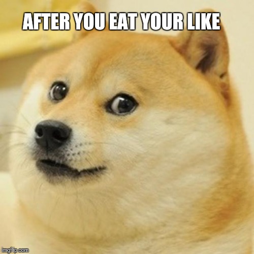 Doge | AFTER YOU EAT YOUR LIKE | image tagged in memes,doge | made w/ Imgflip meme maker