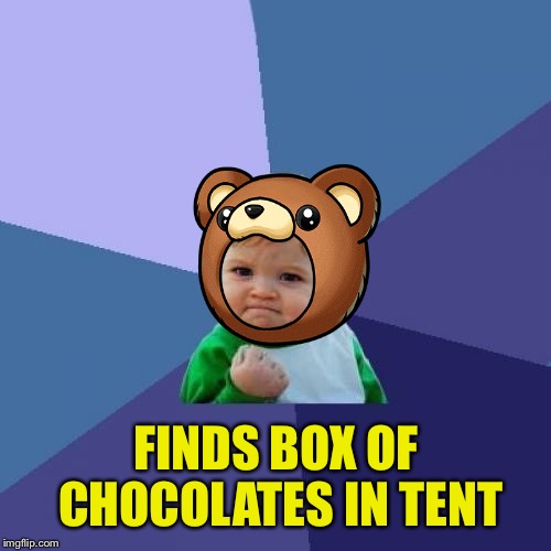 Success Kid Meme | FINDS BOX OF CHOCOLATES IN TENT | image tagged in memes,success kid | made w/ Imgflip meme maker