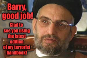 Barry, good job! Glad to see you using the latest edition of my terrorist handbook! | made w/ Imgflip meme maker
