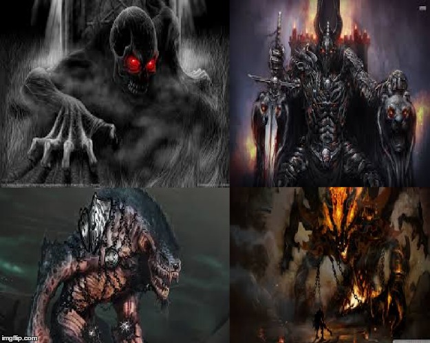 Top-Left: Grave Digger / Top-Right: Demon Lord / Rear-Left: Pouncer / Rear-Right: Magma King | image tagged in top 4 demons,top 4,demons | made w/ Imgflip meme maker