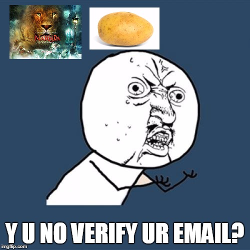 Y U No Meme | Y U NO VERIFY UR EMAIL? | image tagged in memes,y u no | made w/ Imgflip meme maker