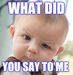 Skeptical Baby | WHAT DID; YOU SAY TO ME | image tagged in memes,skeptical baby | made w/ Imgflip meme maker