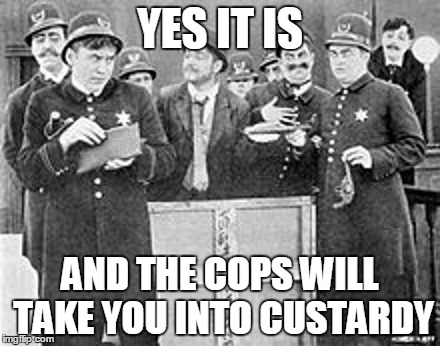 YES IT IS AND THE COPS WILL TAKE YOU INTO CUSTARDY | made w/ Imgflip meme maker