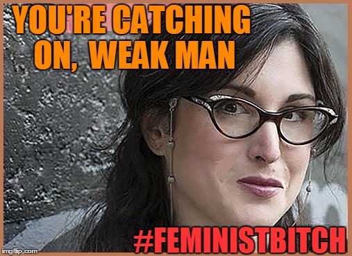 feminist Zeisler | YOU'RE CATCHING ON,  WEAK MAN #FEMINISTB**CH | image tagged in feminist zeisler | made w/ Imgflip meme maker