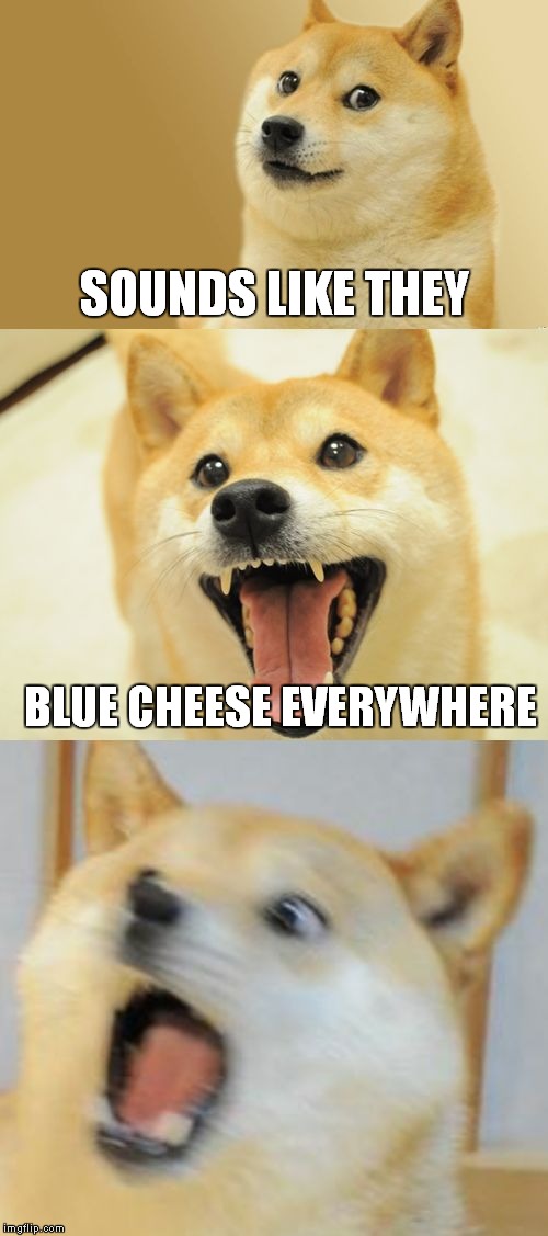 Bad Pun Doge | SOUNDS LIKE THEY BLUE CHEESE EVERYWHERE | image tagged in bad pun doge | made w/ Imgflip meme maker