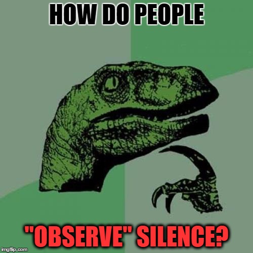 Philosoraptor Meme | HOW DO PEOPLE; "OBSERVE" SILENCE? | image tagged in memes,philosoraptor | made w/ Imgflip meme maker