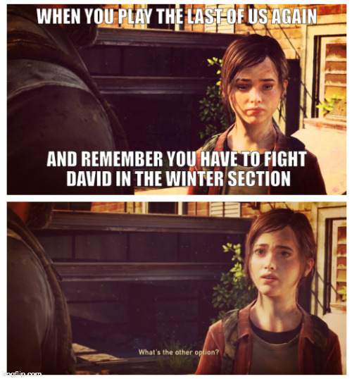 Not this guy again | image tagged in the last of us,david,ellie | made w/ Imgflip meme maker