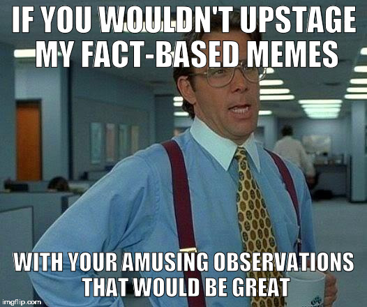 That Would Be Great Meme | IF YOU WOULDN'T UPSTAGE MY FACT-BASED MEMES WITH YOUR AMUSING OBSERVATIONS THAT WOULD BE GREAT | image tagged in memes,that would be great | made w/ Imgflip meme maker