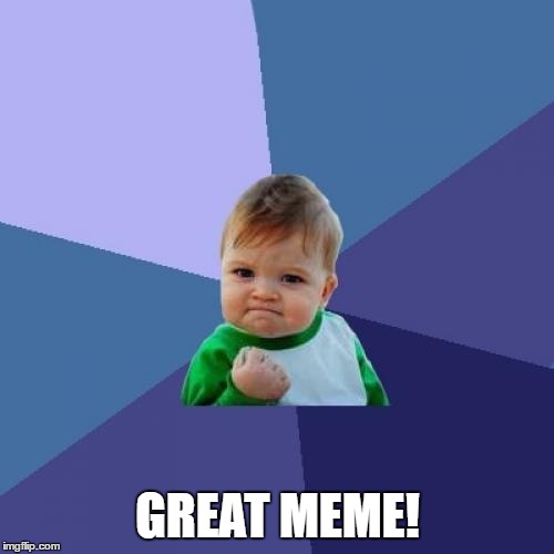 Success Kid Meme | GREAT MEME! | image tagged in memes,success kid | made w/ Imgflip meme maker