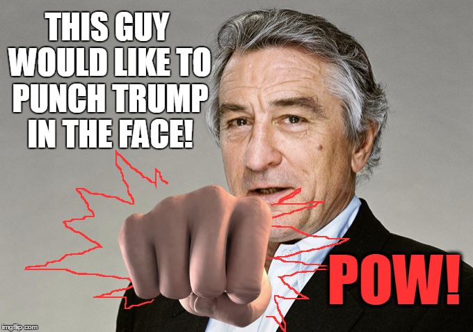 Seriously!  He said that | THIS GUY WOULD LIKE TO PUNCH TRUMP IN THE FACE! POW! | image tagged in de niro | made w/ Imgflip meme maker