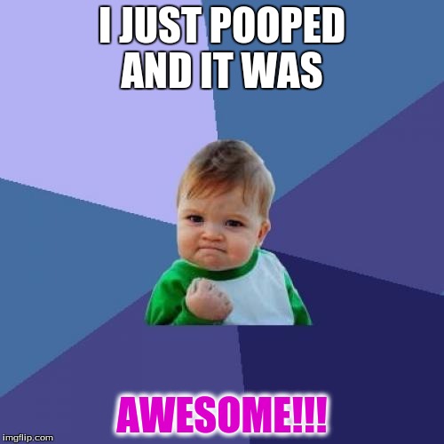The success kid just pooped | I JUST POOPED AND IT WAS; AWESOME!!! | image tagged in memes,success kid | made w/ Imgflip meme maker