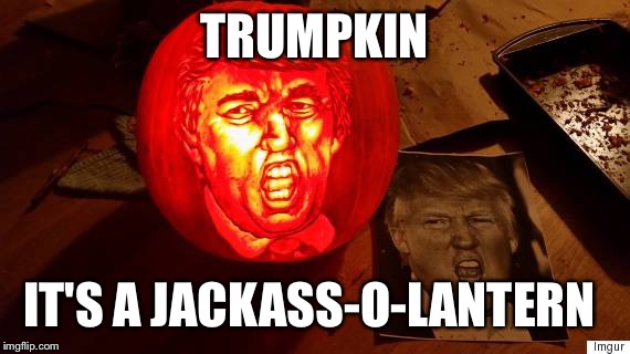 TRUMPKIN; IT'S A JACKASS-O-LANTERN | image tagged in donald trump | made w/ Imgflip meme maker