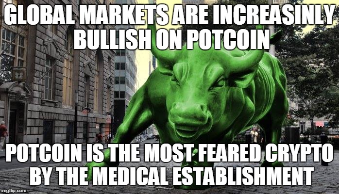 GLOBAL MARKETS ARE INCREASINLY BULLISH ON POTCOIN; POTCOIN IS THE MOST FEARED CRYPTO BY THE MEDICAL ESTABLISHMENT | made w/ Imgflip meme maker