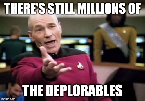Picard Wtf Meme | THERE'S STILL MILLIONS OF THE DEPLORABLES | image tagged in memes,picard wtf | made w/ Imgflip meme maker