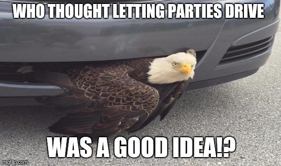 Well sh*t | WHO THOUGHT LETTING PARTIES DRIVE; WAS A GOOD IDEA!? | image tagged in funny,political | made w/ Imgflip meme maker