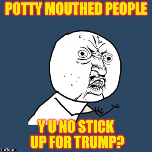 Y U No Meme | POTTY MOUTHED PEOPLE; Y U NO STICK UP FOR TRUMP? | image tagged in memes,y u no | made w/ Imgflip meme maker