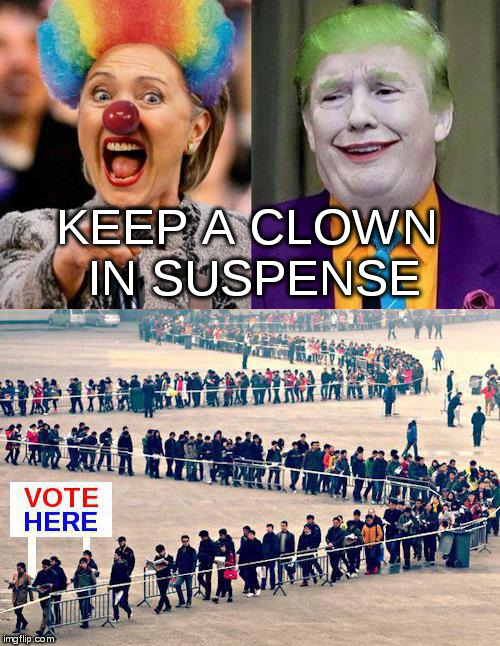 KEEP A CLOWN IN SUSPENSE | image tagged in clown suspense | made w/ Imgflip meme maker