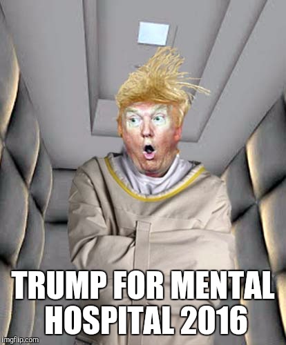 TRUMP FOR MENTAL HOSPITAL 2016 | image tagged in trump | made w/ Imgflip meme maker