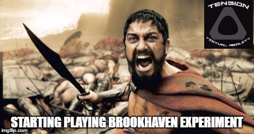 Sparta Leonidas | STARTING PLAYING BROOKHAVEN EXPERIMENT | image tagged in memes,sparta leonidas | made w/ Imgflip meme maker