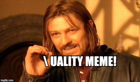One Does Not Simply Meme | UALITY MEME! | image tagged in memes,one does not simply | made w/ Imgflip meme maker