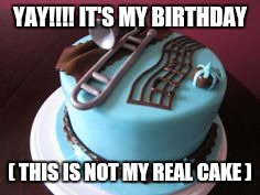 Band kid birthday | YAY!!!! IT'S MY BIRTHDAY; ( THIS IS NOT MY REAL CAKE ) | image tagged in memes | made w/ Imgflip meme maker