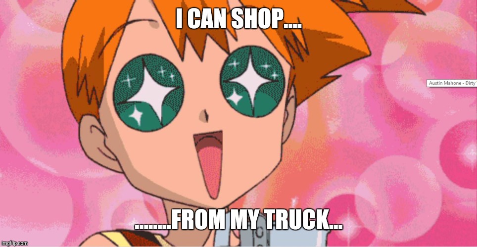Super Excited Misty Anime Sparkle Eyes | I CAN SHOP.... ........FROM MY TRUCK... | image tagged in super excited misty anime sparkle eyes | made w/ Imgflip meme maker