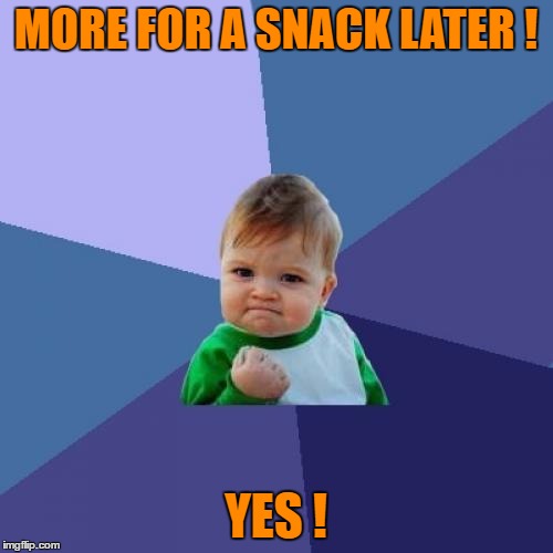 Success Kid Meme | MORE FOR A SNACK LATER ! YES ! | image tagged in memes,success kid | made w/ Imgflip meme maker