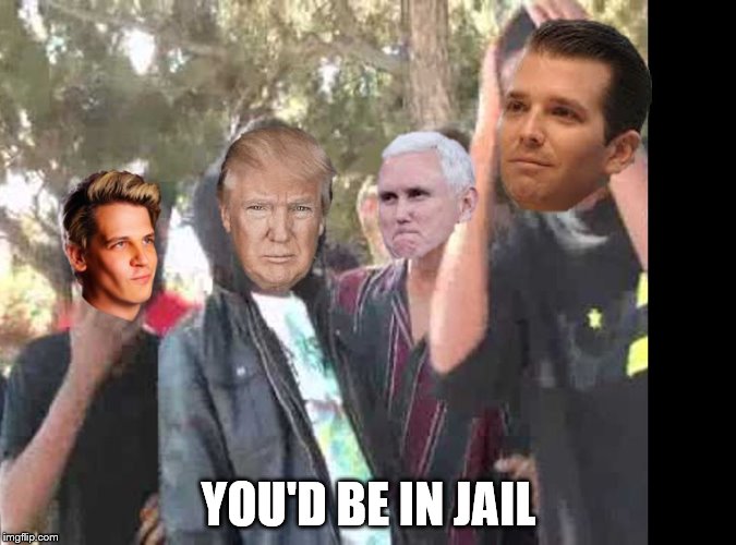 Savge Trump | YOU'D BE IN JAIL | image tagged in savge trump | made w/ Imgflip meme maker