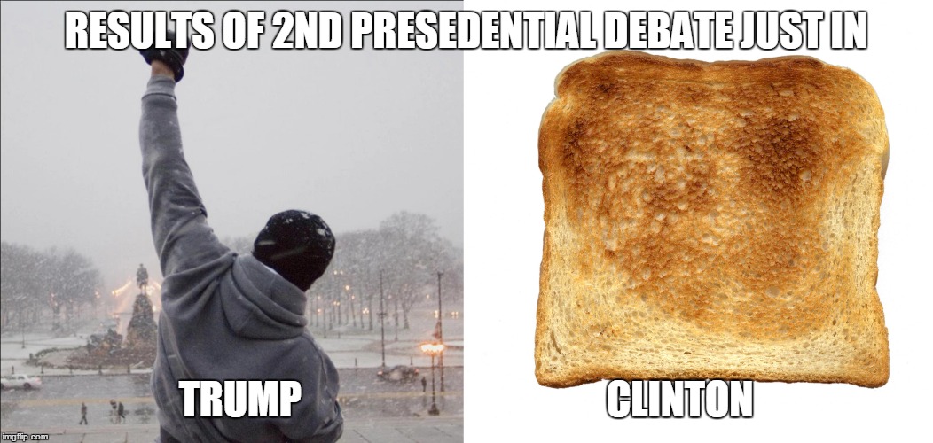Seconds out...Round 2 | RESULTS OF 2ND PRESEDENTIAL DEBATE JUST IN; TRUMP                                       CLINTON | image tagged in presidential debate,trump v clinton,clinton is toast,trump like a boss | made w/ Imgflip meme maker