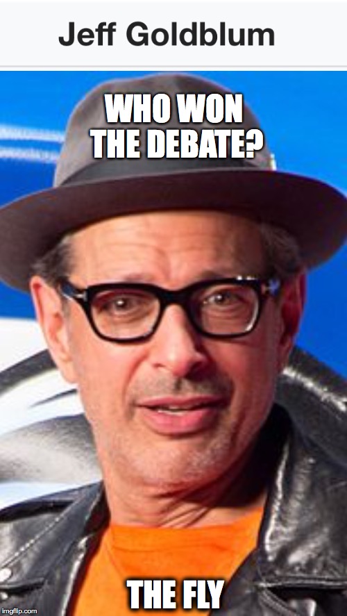 WHO WON THE DEBATE? THE FLY | image tagged in the fly | made w/ Imgflip meme maker