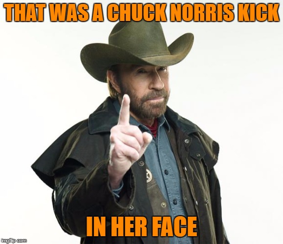 THAT WAS A CHUCK NORRIS KICK IN HER FACE | made w/ Imgflip meme maker