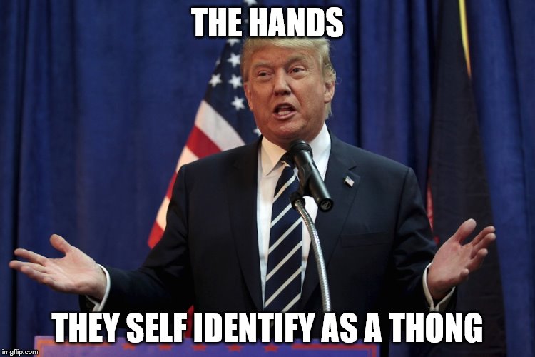 THE HANDS THEY SELF IDENTIFY AS A THONG | made w/ Imgflip meme maker