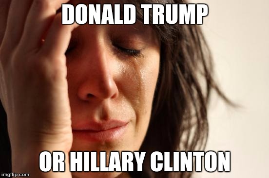 First World Problems | DONALD TRUMP; OR HILLARY CLINTON | image tagged in memes,first world problems | made w/ Imgflip meme maker