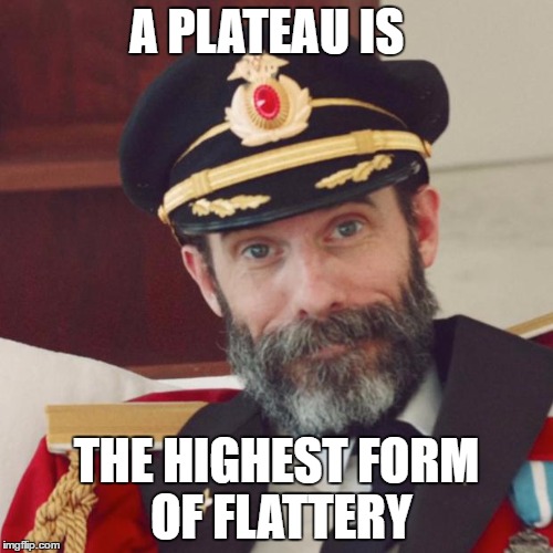 Captain Obvious | A PLATEAU IS; THE HIGHEST FORM OF FLATTERY | image tagged in captain obvious | made w/ Imgflip meme maker