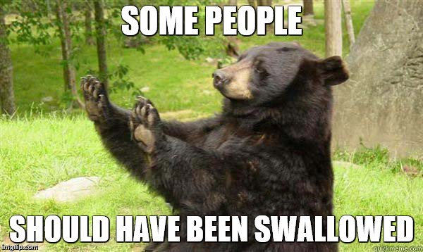 No Bear Blank | SOME PEOPLE; SHOULD HAVE BEEN SWALLOWED | image tagged in no bear blank | made w/ Imgflip meme maker