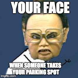 Kim Jong Il Y U No Meme | YOUR FACE; WHEN SOMEONE TAKES YOUR PARKING SPOT | image tagged in memes,kim jong il y u no | made w/ Imgflip meme maker