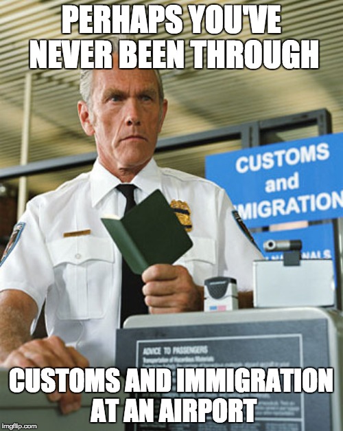 PERHAPS YOU'VE NEVER BEEN THROUGH CUSTOMS AND IMMIGRATION AT AN AIRPORT | made w/ Imgflip meme maker