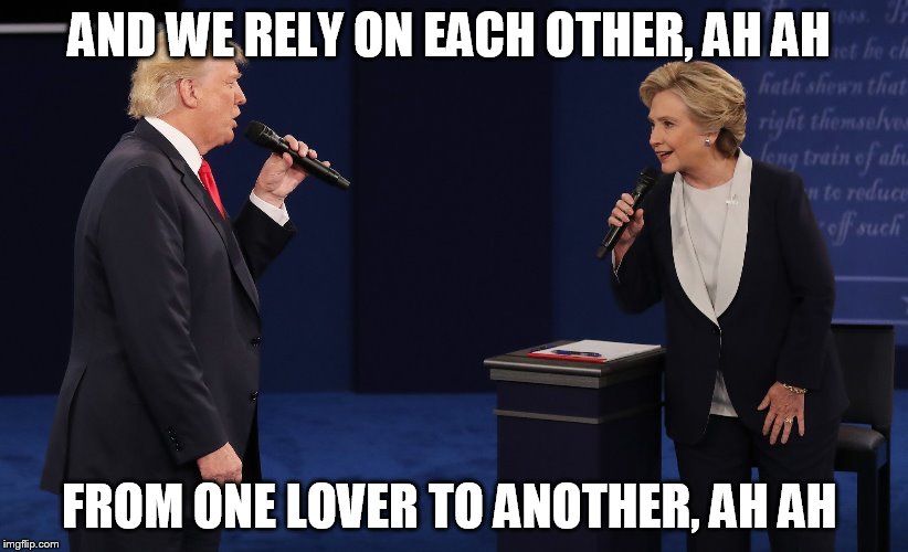 AND WE RELY ON EACH OTHER, AH AH; FROM ONE LOVER TO ANOTHER, AH AH | made w/ Imgflip meme maker