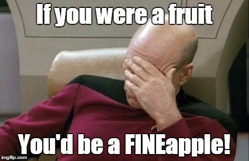Captain Picard Facepalm Meme | If you were a fruit; You'd be a FINEapple! | image tagged in memes,captain picard facepalm | made w/ Imgflip meme maker