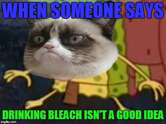 WHEN SOMEONE SAYS DRINKING BLEACH ISN'T A GOOD IDEA | made w/ Imgflip meme maker