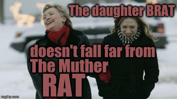 muther daughter clintons | The daughter BRAT; doesn't fall far from; The Muther; RAT | image tagged in muther daughter clintons | made w/ Imgflip meme maker