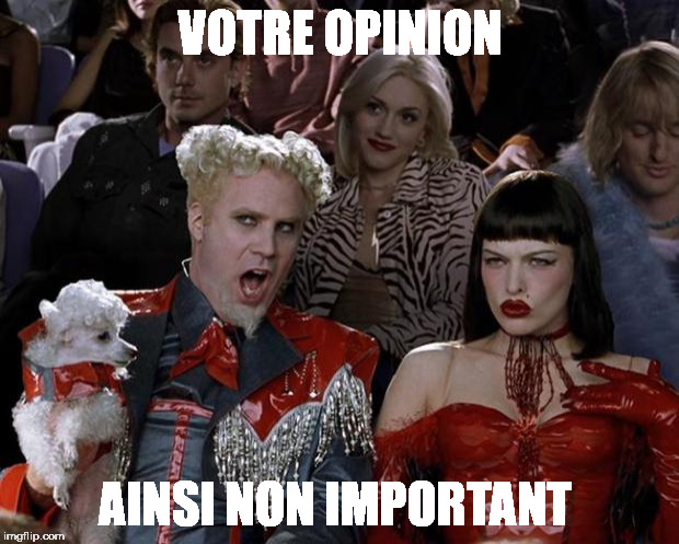 Mugatu So Hot Right Now Meme | VOTRE OPINION AINSI NON IMPORTANT | image tagged in memes,mugatu so hot right now | made w/ Imgflip meme maker