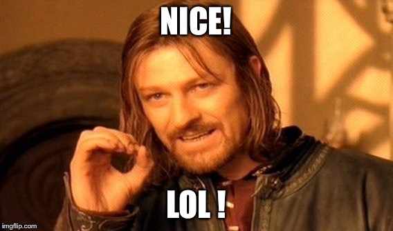 One Does Not Simply Meme | NICE! LOL ! | image tagged in memes,one does not simply | made w/ Imgflip meme maker