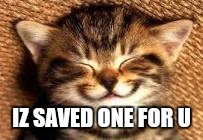 Kitty smile  | IZ SAVED ONE FOR U | image tagged in kitty smile | made w/ Imgflip meme maker