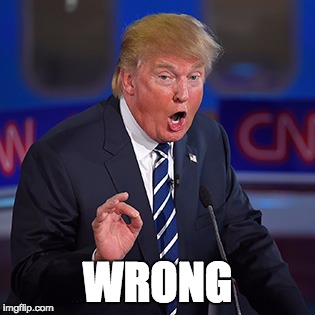 WRONG | image tagged in donald trump,trump,wrong,debate,election 2016,presidential race | made w/ Imgflip meme maker