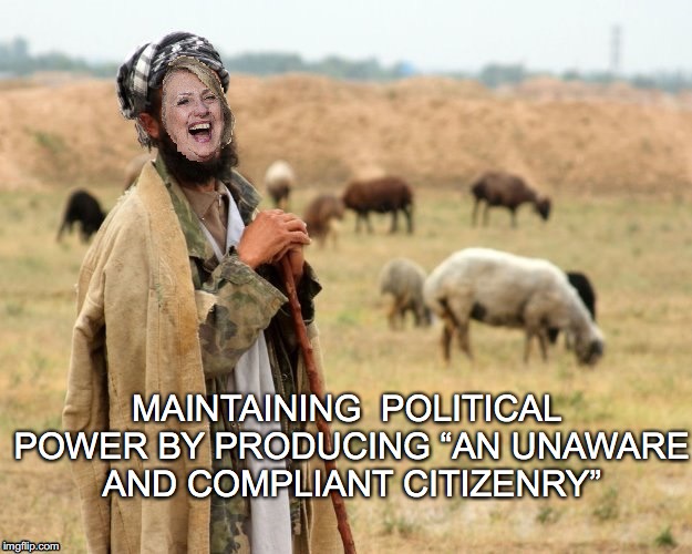 Main Stream Media | MAINTAINING  POLITICAL POWER BY PRODUCING “AN UNAWARE AND COMPLIANT CITIZENRY” | image tagged in hillary sheep herder,msm,election 2016 | made w/ Imgflip meme maker
